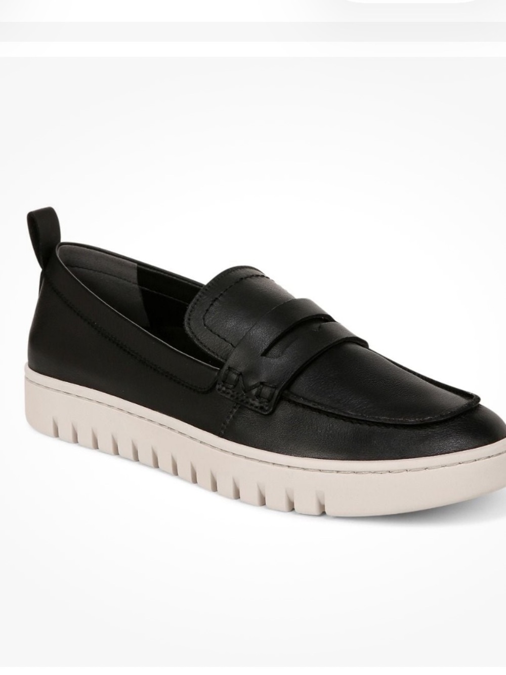 Vionic Black Leather Slip-On Penny Loafers with Cream Sole Size 8.5
